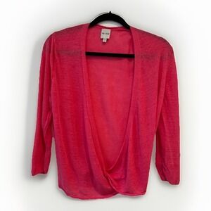 Nic+Zoe Linen Blend Twist 4 Way Cardigan Sz L Pink Lightweight Coastal Resort